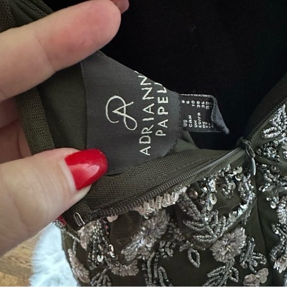 Adrianna Papell Spaghetti Strap Long Formal Mesh Dress - Picture 5 of 8